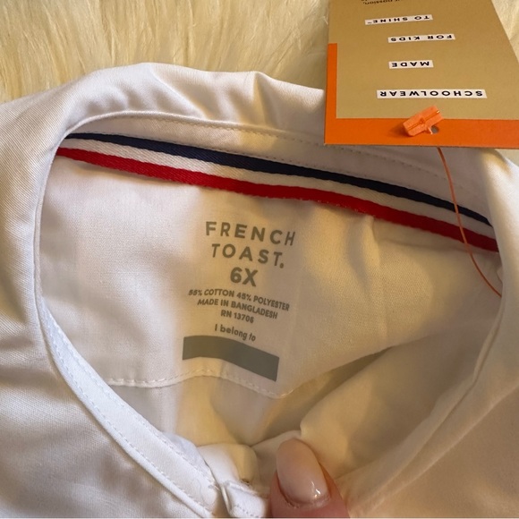 French Toast Round Collar Button Up Short Sleeve Dress Shirt Girls 6X - Picture 9 of 9